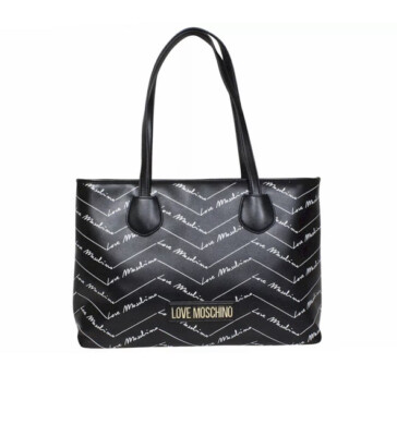 Love Moschino All-Over Logo Romantic Shopper Handbag Women's JC4243PP0BKH0 Black