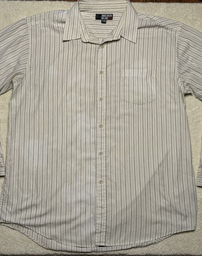Vintage Anchor Blue Shirt Mens XXL Ivory Striped Button Up Pocket 90s Y2K - Picture 4 of 12