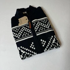 Frye and Co. NWT Full Zip Cardigan Sweater Women’s Size Small Blue/White Checker