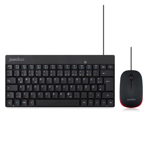 Perixx PERIDUO-212 DE, Mini USB-Tastatur und Maus Set, schwarz