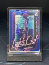 2020-21 Panini Donruss Optic Lights Out Blue Pulsar Prizm Paul George #15