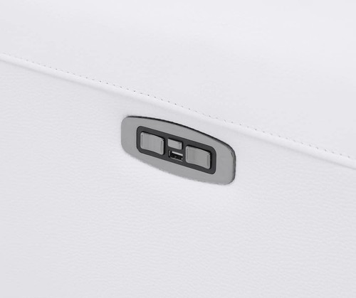 65 White And Black Italian Leather Power Reclining Loveseat - Picture 5 of 5
