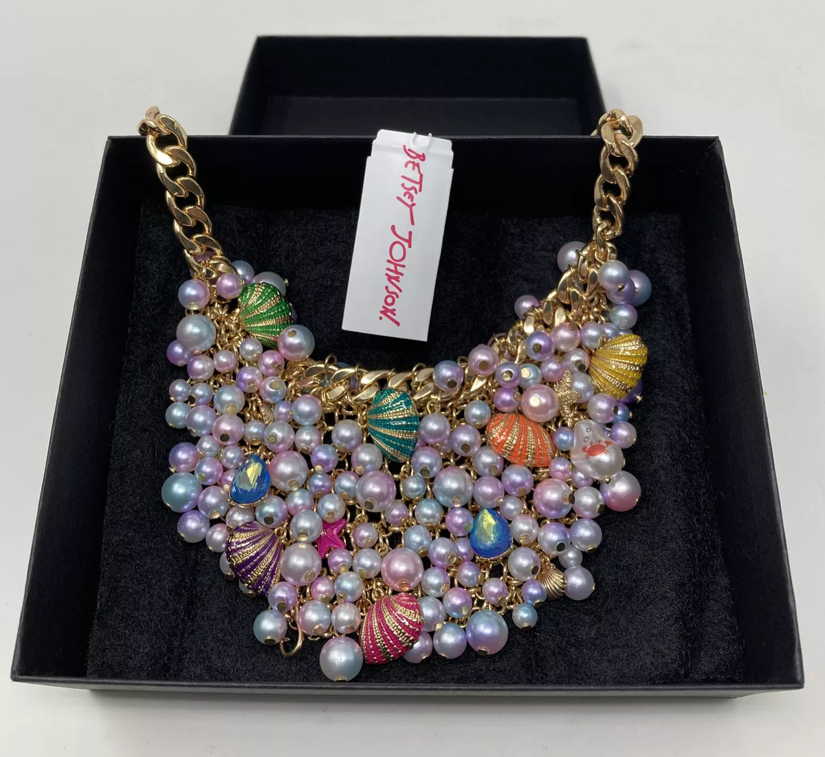 Betsey Johnson Betsey s Beach Pearl Seashell Necklace Bib