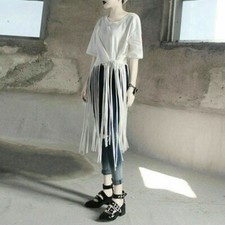 Damen Kurzärmlig T-shirt W / Lang Quasten Fransen Top Hippie Gothic
