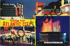 1966 Greetings from ATLANTIC CITY, Mammy's Boscul Coffee,  postcard jj386