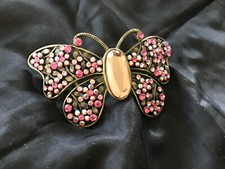 butterfly hair barrette with pink rhinestones in excellent condition
