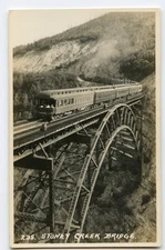 REVELSTOKE GOLDEN BRITISH COLUMBIA STONEY CREEK BRIDGE RAILROAD TRAIN B.C  C.P.R