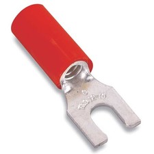 Fork Terminal 8 Stud 16-22 AWG Red Vinyl Insulated Crimp 600V 100 Pack