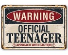 Warning Official Teenager Metal Sign Funny Teen Bedroom Wall Art Decor