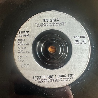 Enigma   Sadness Part 1 7'' Single Record 1990 Virgin Records New Age 45 RPM