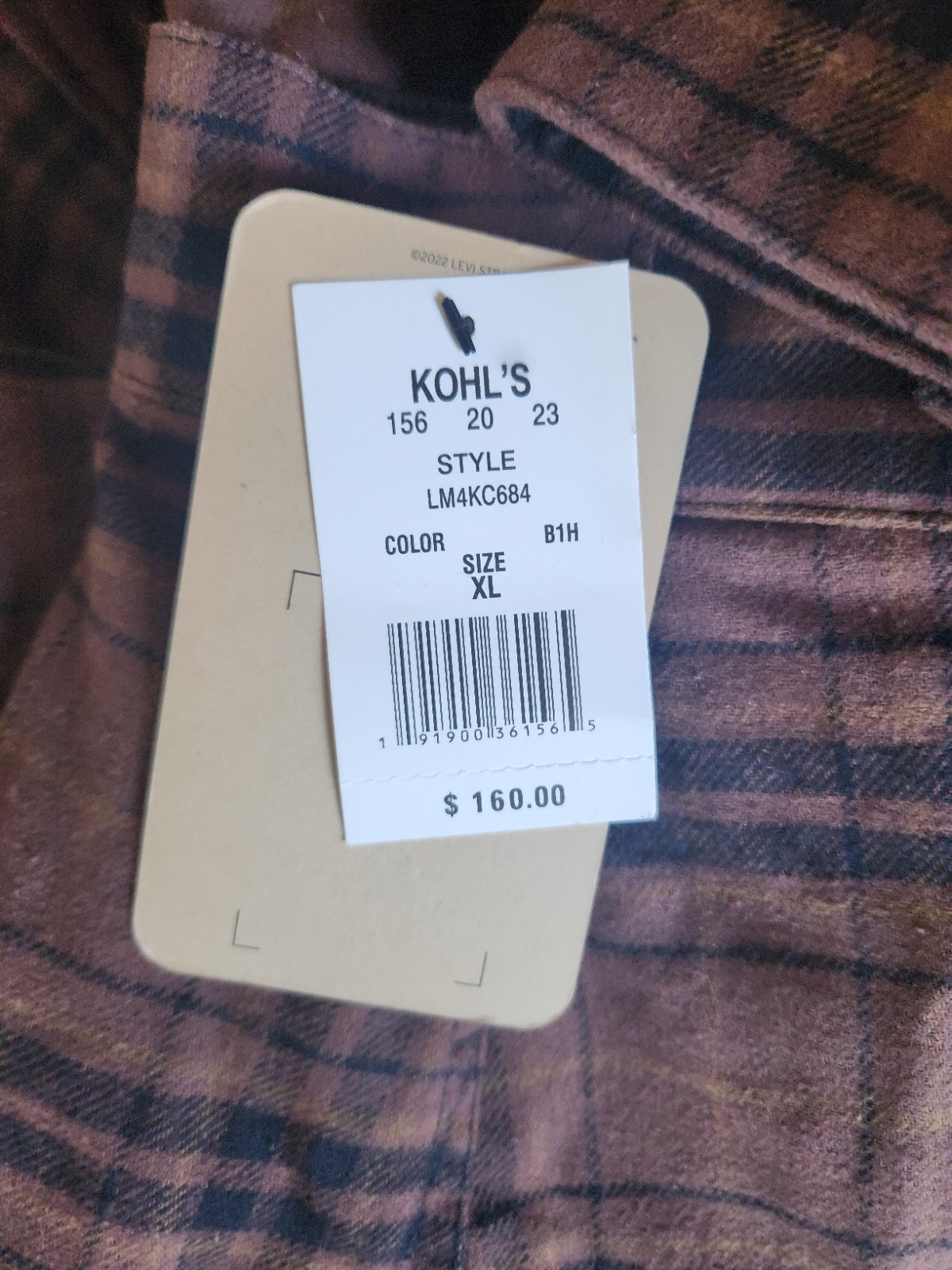 Mens Levi's Plaid Fleece Hooded Shirt Jacket