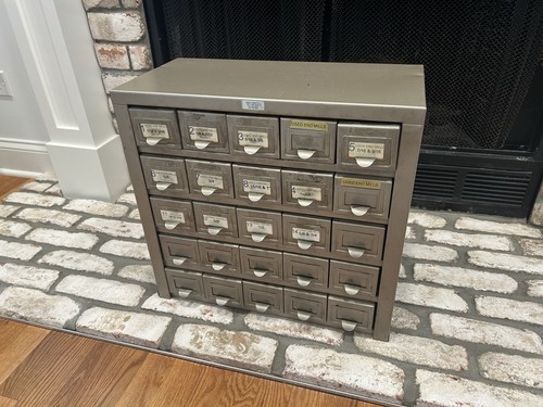 Vintage Hobart 25 Drawer Steel Parts Cabinet Tool Organizer Industrial USA