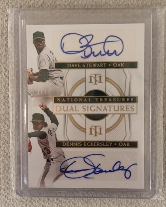 2021 Dave Stewart/ Dennis Eckersley National Treasures Dual Signatures Auto 3/15