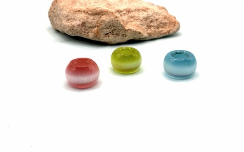 Vintage Pastel Red Green And Blue 3 Colorful Glass Beads