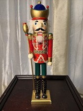 Cascanueces de madera de 19,5 pulgadas de alto pintado a mano decoración navideña decoración navideña
