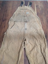 Carhartt 102776 211 Duck Bib Overalls Brown Canvas Workwear Mens 38x32