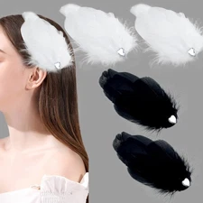 4 Pcs Fly-Wing Feather Hair Clips Heart Crystal Hair Barrettes Vintage Elegan...