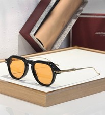 JACQUES MARIE MAGE Jenkins Aviator Sunglasses Glossy Black Orange Lens 51mm