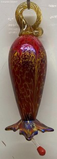 Signed Jack Pine Studio Hand Blown Art Glass Bird Feeder