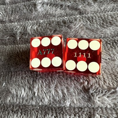 Vintage Casino Dice Red Translucent EXTREMELY LUCKY and RARE #A777 and #1111 