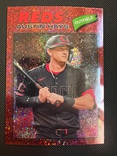 2026 Topps Heritage #80 Austin Hays Chrome Burgundy Sparkle Refractor