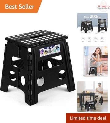 Folding Step Stool Plastic 13 Inch Weight up to 300 lbs Non-Slip Handle Portable