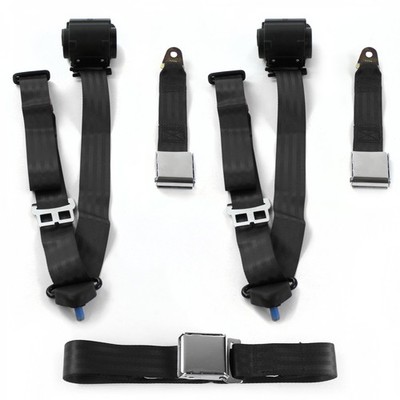 1969 - 1972 Airplane 3pt BK Retractable Bench Seat Belt Kit - 3 Belts