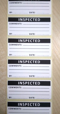 Qualitätskontrolletiketten geprüft signiert und Datum Aufkleber/Etiketten 70mm 30mm