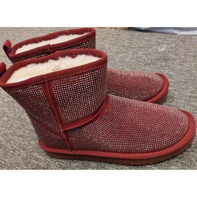 Cococci Presley Burgundy Sparkle Embellished Winter Boots Women's Size 7.5