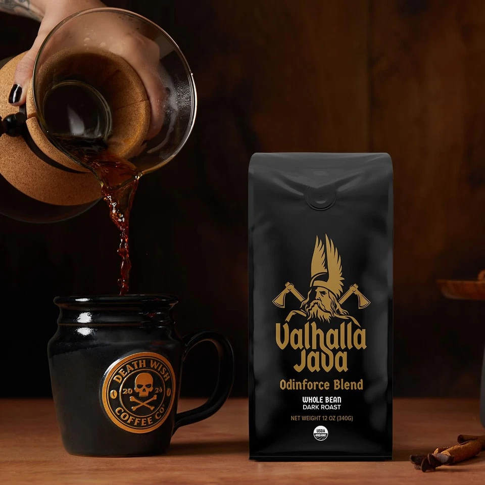 Café Death Wish, mezcla Valhalla Java Odinforce - grano entero tostado oscuro - extra Foto 2 de 4