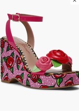 The Blue by Betsey Johnson Lizzete Rhinestone Wedge Sandals Size 7.5 Evening