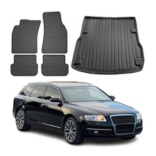Fußmatten & Kofferraumwanne Set für Audi A6 C6 Allroad Avant 2004-2008 Gummi 5x