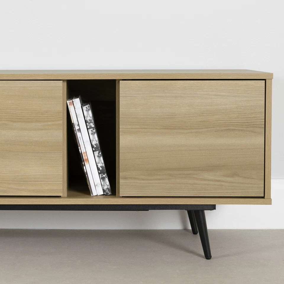 Soporte de TV South Shore Mezzy con Puertas Fresno Natural Foto 4 de 4