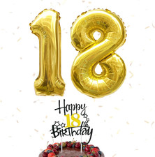 Palloncini 18° Compleanno Oro Giganti, Decorazione per Torta per 18° Compleanno,