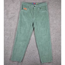 Empyre Mens Green Corduroy Skate Pants Size 32x30 Relaxed Fit Straight Leg