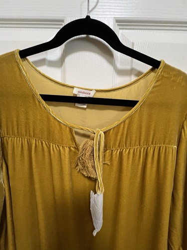 Sundance Samt Damen XL Senf Quaste Tie Hombre Ss Top Fehler - Bild 3 von 9