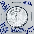 1942 BU UNCIRCULATED WALKING LIBERTY SILVER HALF DOLLAR AUTHENTIC U.S. MINT 6177
