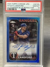 🔥PSA 10 Wyatt Langford 2024 Topps Chrome Update RC /150 Blue Refractor Auto🔥