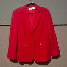 Tahari ASL Red Blazer Women  s Sz 10 Notched Lapel Lined Career Work Jacket NWOT