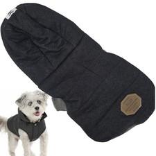 Dog Hoodie Jacket Pet Apparel Denim Look Winter Warm Size M