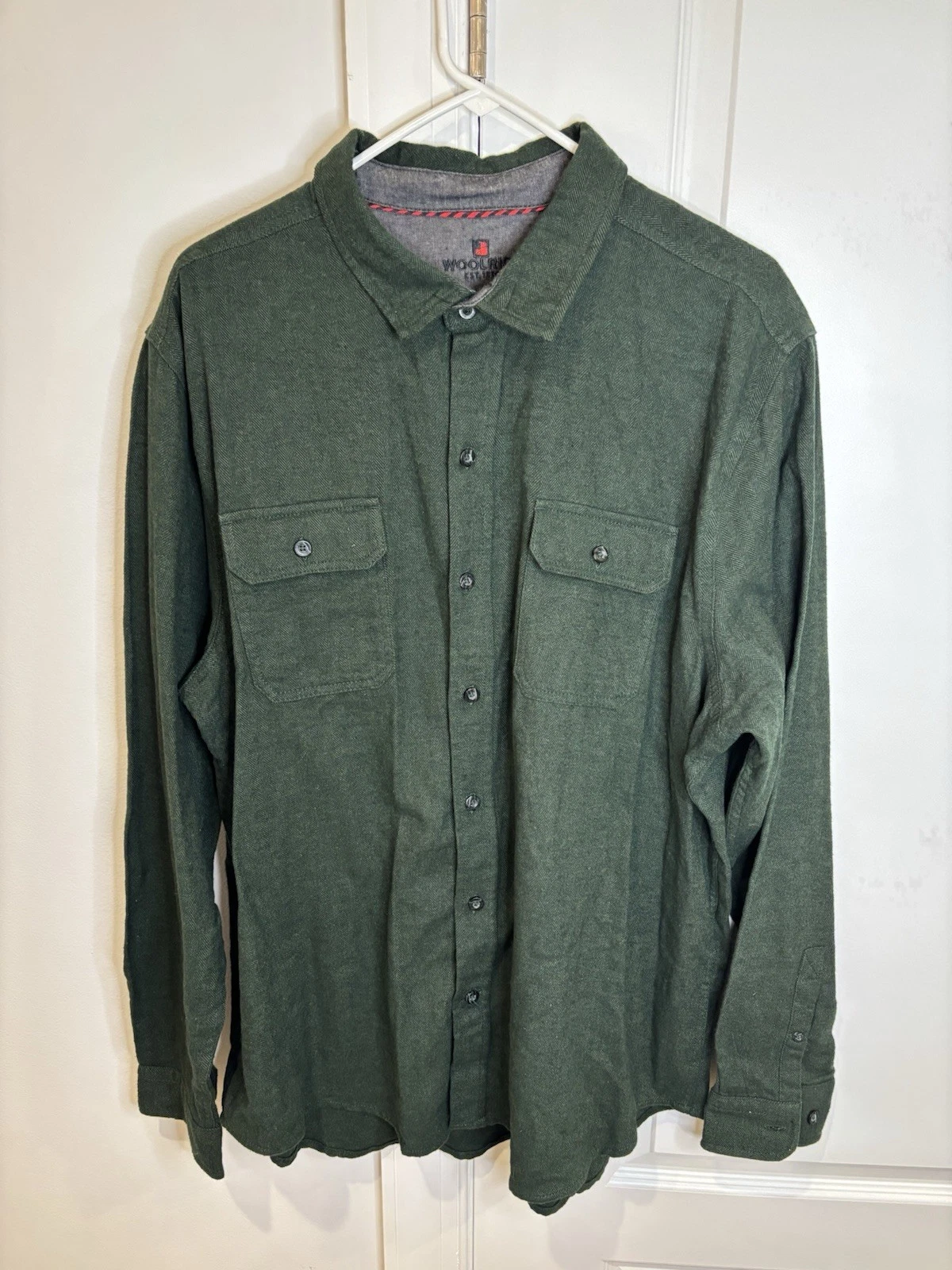 Woolrich Shirt Men’s XXL Green Flannel Button Down Classic Y2K
