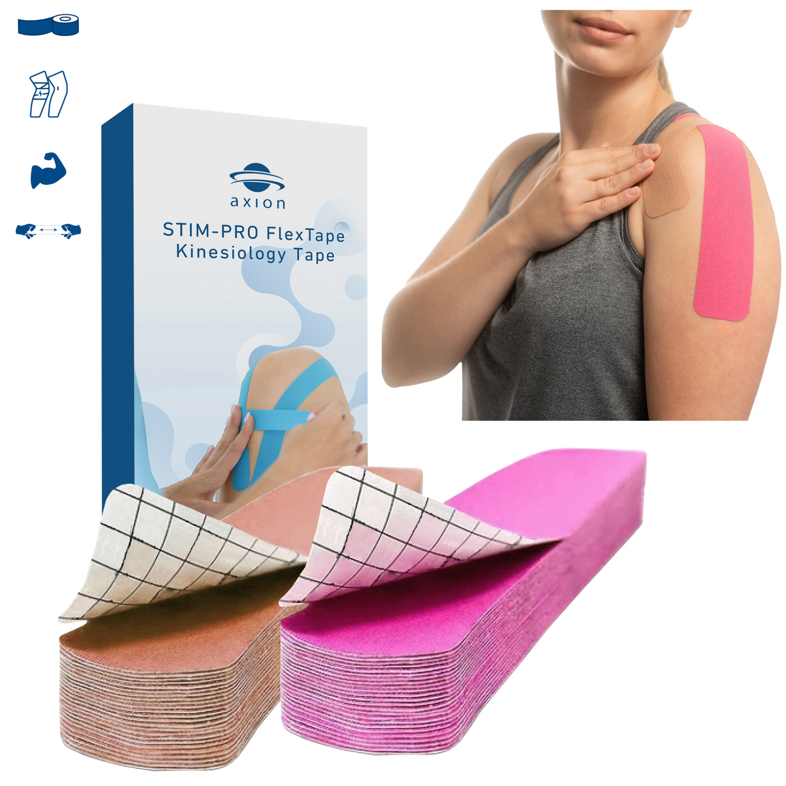 Precut Kinesiologie Tape 50er Set Beige & Pink-25x5cm Taping Knie Gesicht Sport