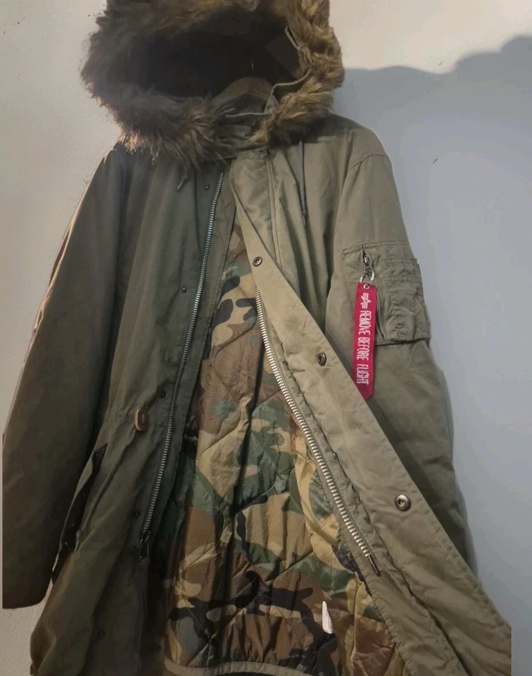 Parka cola de pez US Alpha Industries M65 Chaqueta Abrigo con capucha Ejército Para hombre L Foto 2 de 4