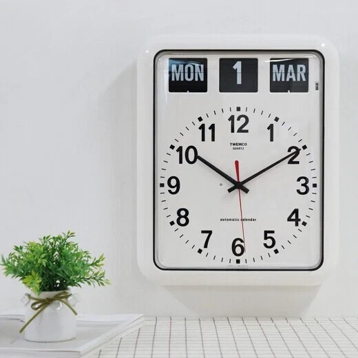 TWEMCO Wall Clock Flip Perpetual Calendar BQ-12A White 15
