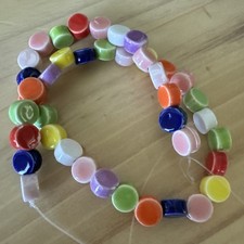 40 MIXED COLOR ROUND GLAZED PORCELAIN BEADS 8 X 9mm -  HOLE 2mm DIY JEWELRY
