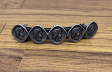 Vintage Kirks Folly Greco Roman Face Coin Medallion Silver Tone Hair Clip France