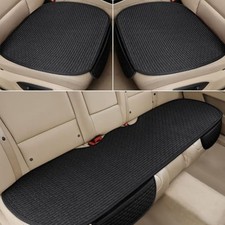 3PCS Car Seat Covers Cushion Pad Breathable Anti Slip 2 bottom 1 rear Black