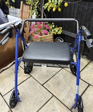 Drive Bariatric Heavy Duty 4x Wheeled Rollator Walker Blue Hardly Used