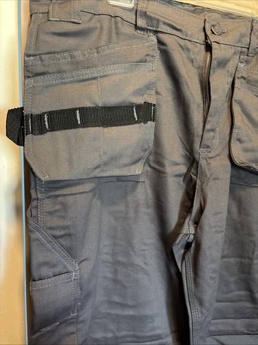 Size 38 x 30 - Vintage Fashio Workwear Fashion pants Double Knee Gray And Black - Picture 2 of 9