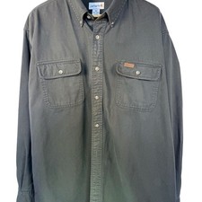 Carhartt Men's Heavyweight Long Sleeve Work Shirt Gray XL 100 Cotton Vintage